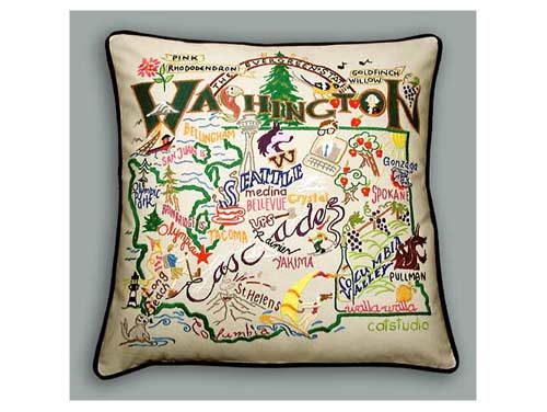 Washington State Embroidered Pillow