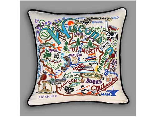 Wisconsin Embroidered Pillow