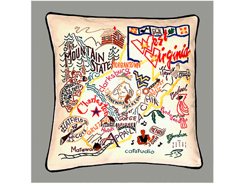 West Virginia Embroidered Pillow